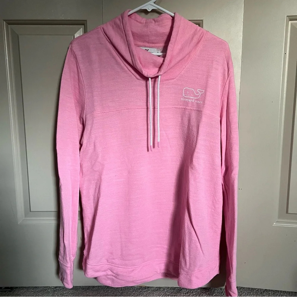 Vineyard Vines Women’s Drawstring Cowl Neck Pullover in Pink, Size M
